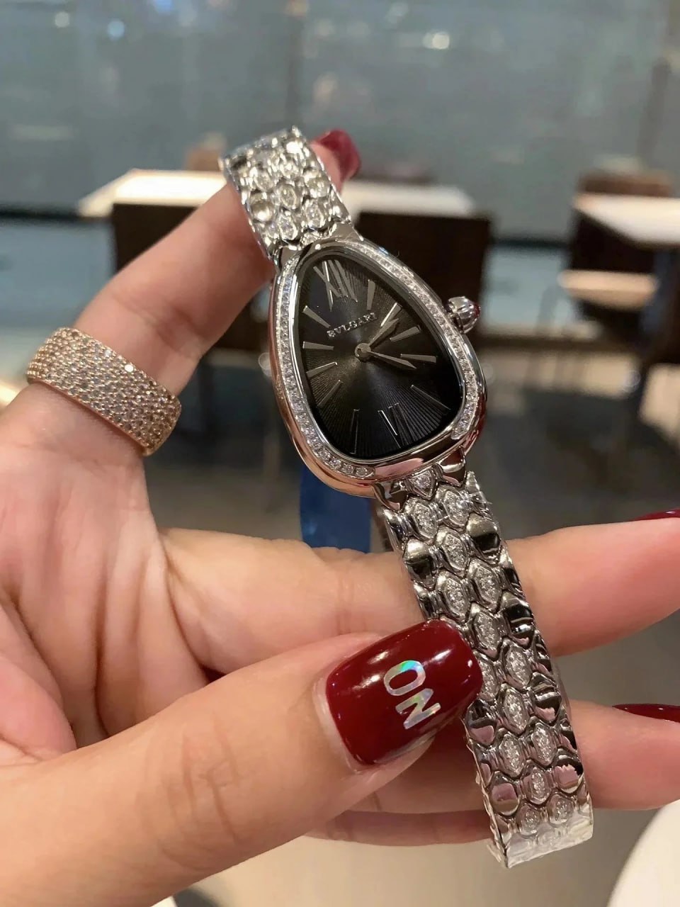 Bvlgari diamond encrusted watch -5