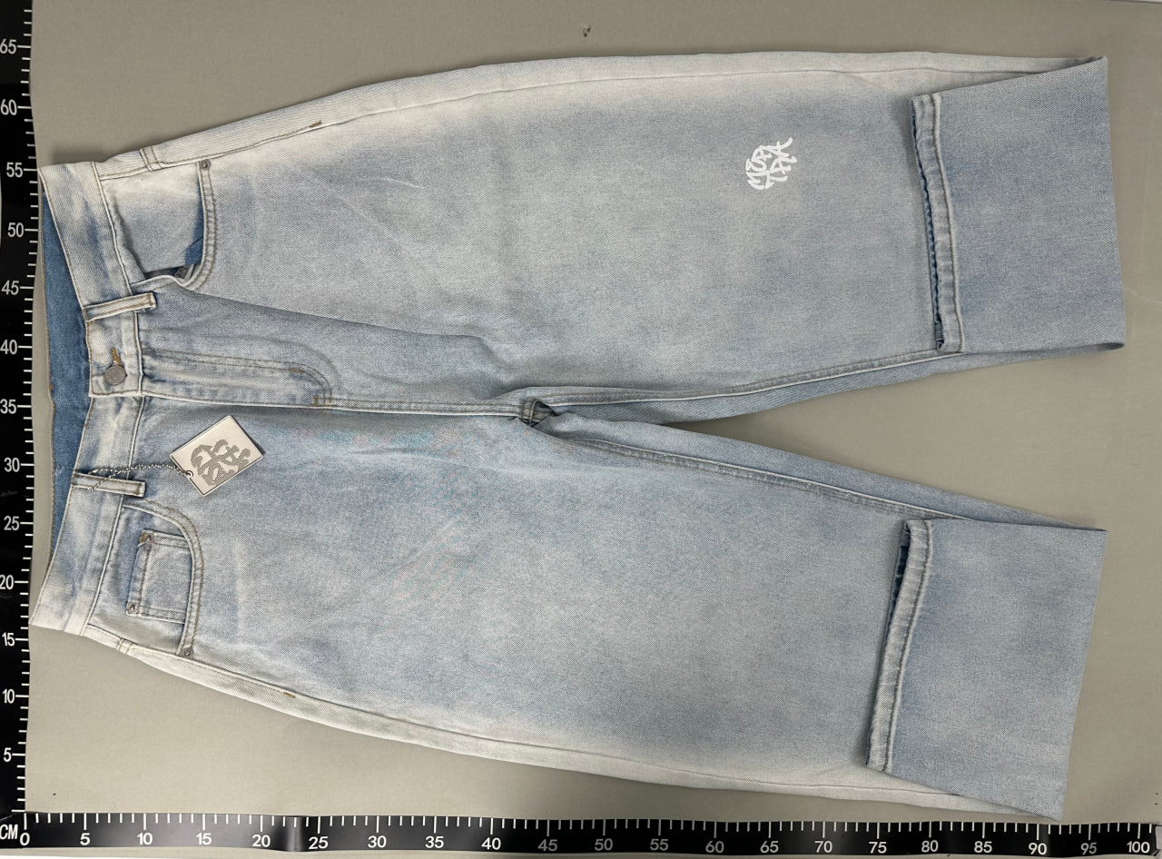 Mertra [Model Name Not Visibly Identifiable] Wide Leg Denim Pants with Embroidered Logo [3 styles] -4