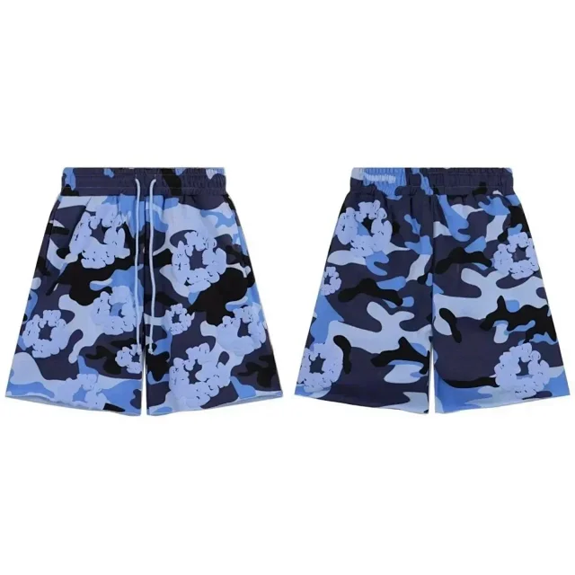 DENIM TEARS Kapok Camouflage Foam Print Loose Short-sleeved T-shirt Shorts Set -4