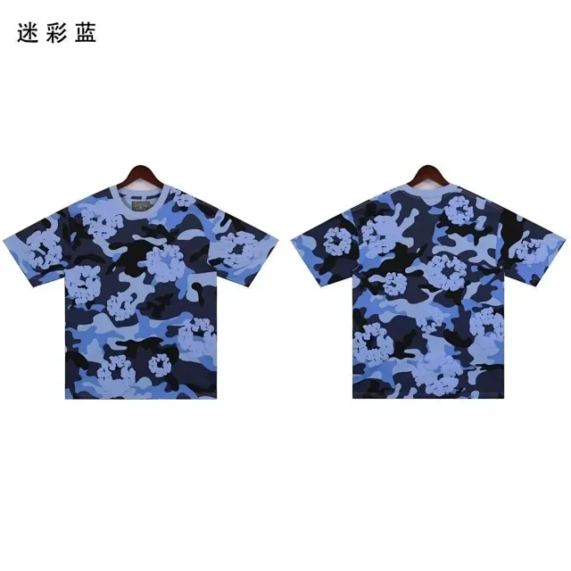 DENIM TEARS Kapok Camouflage Foam Print Loose Short-sleeved T-shirt Shorts Set -3