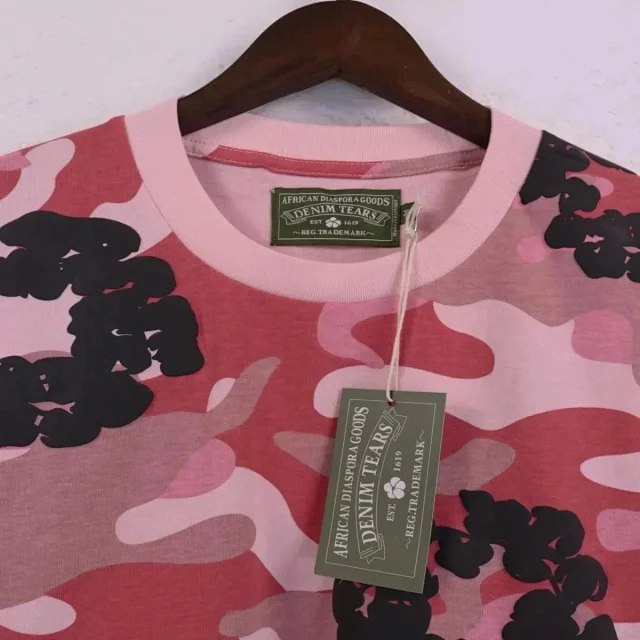 DENIM TEARS Kapok Camouflage Foam Print Loose Short-sleeved T-shirt Shorts Set -5