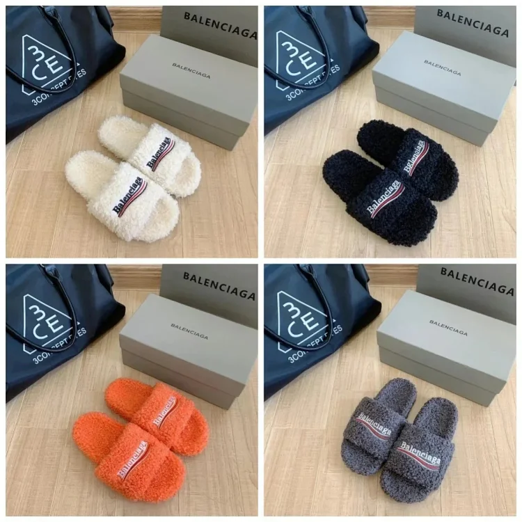   Balenciaga Fluffy Slippers [