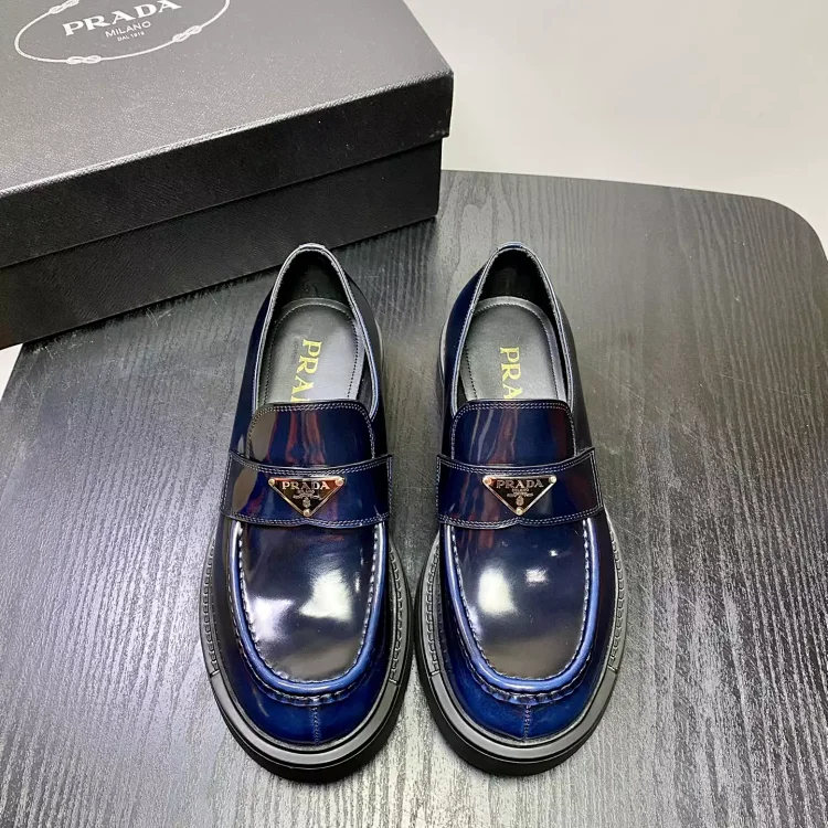 Prada Blue Leather Loafers -4
