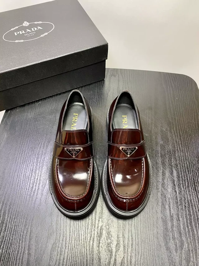 Prada Blue Leather Loafers -3