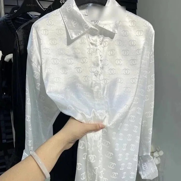  Chanel CC Logo Silk Shirt