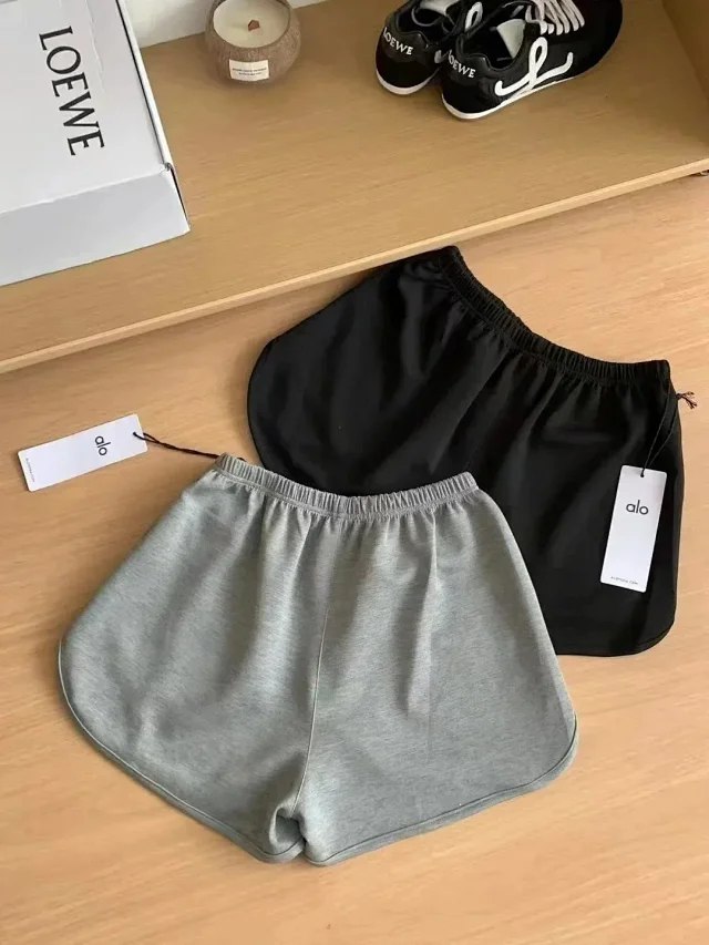 ALO Letter Elastic Waist Casual Sports Fitness Shorts [2 styles] -3