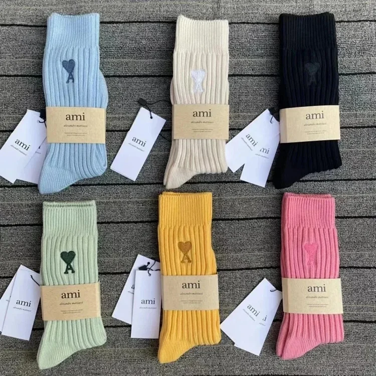 ami alexandre mattioni Heart Letter Ribbed High Socks [29 styles] -2