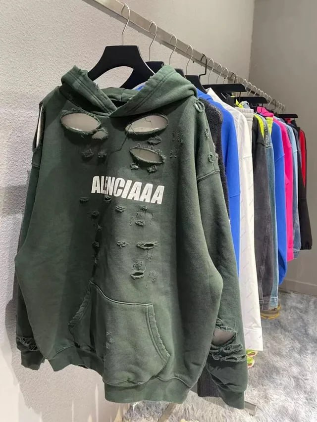  Distressed Green Hoodie with 