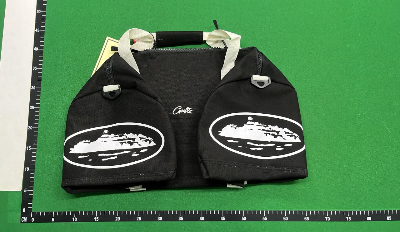  Cortez Alcatraz Duffle Bag - Black with Beige Straps -2