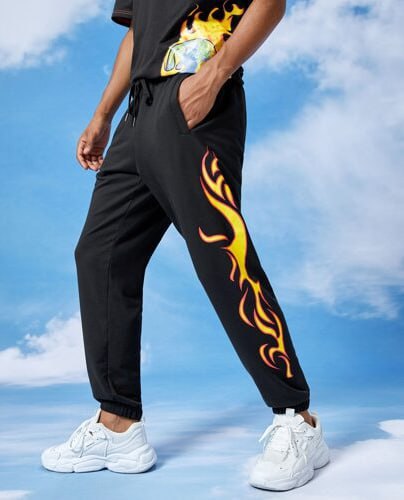  Flame Print Joggers -2