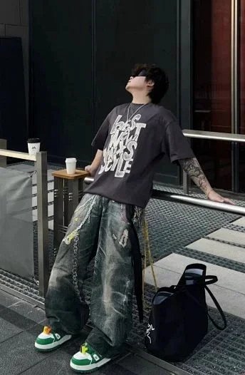  Graffiti Oil Painting Wide Jeans -2