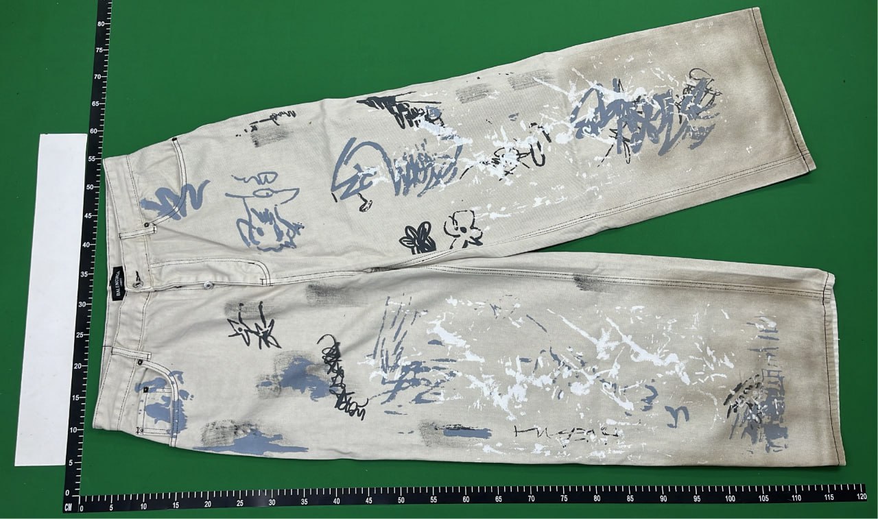 Abstract Graffiti Print Wide Leg Jeans for Men -2