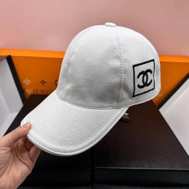  Chanel Summer double C embroidered letters Baita hard top face-showing small duckbill cap（40 styles -3